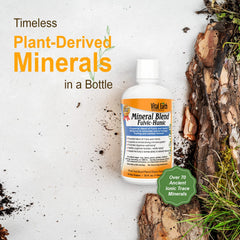Vital Earth Minerals Fulvic Humic Mineral Blend liquid in glass demonstrates neutral flavor.