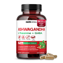 VITAL HERBAL Ashwagandha Complex bottle front with capsules for daily wellness.