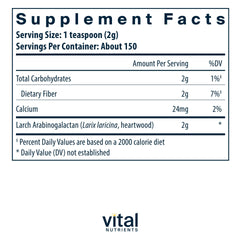 Vital Nutrients Arabinogalactan Powder with scoop ready for daily intake