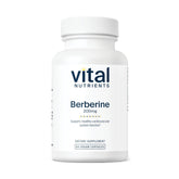 Vital Nutrients Berberine bottle label highlighting vegan-friendly formula for digestion and heart support.