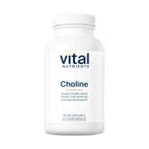 Vital Nutrients Choline 550mg bottle front view highlighting brain health support.