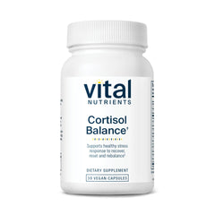 Vital Nutrients Cortisol Balance bottle front view promotes calm energy support