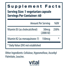 Vital Nutrients D3 K2 capsules close-up highlighting smooth soft-gel texture