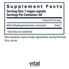 Vital Nutrients DHEA cap open showing easy daily intake for busy routines
