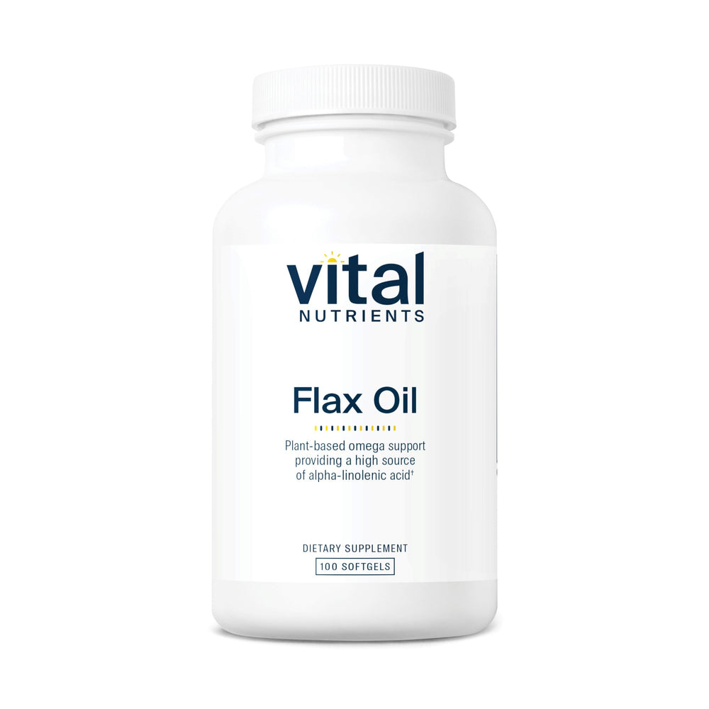 Vital Nutrients Flax Seed Oil 3000mg bottle pour supports omega-3 intake