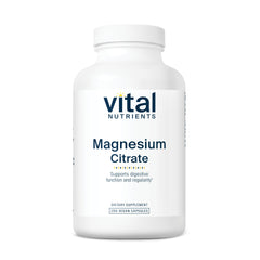 Vital Nutrients Magnesium Citrate bottle with capsules promotes relaxation and muscle comfort.
