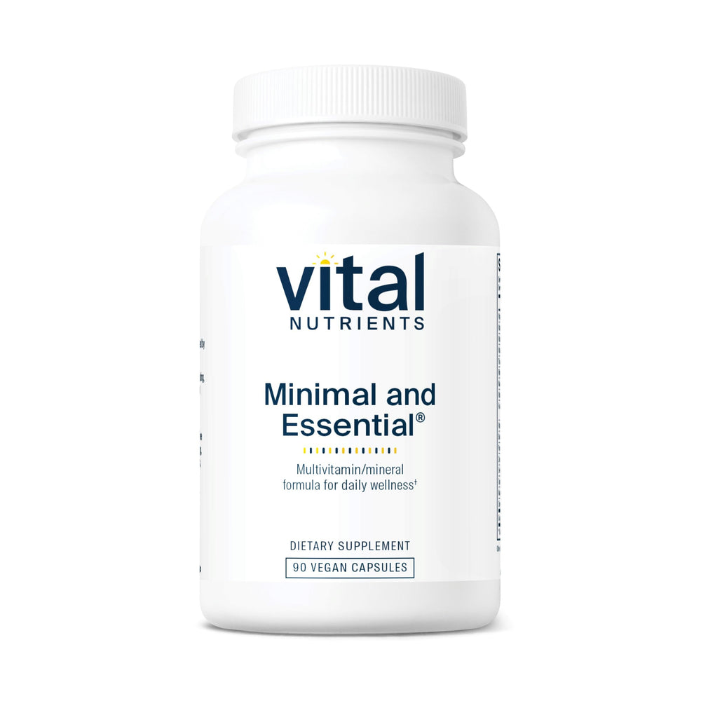 Vital Nutrients Minimal and Essential bottle front view for easy, once-daily wellness.