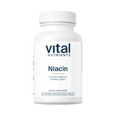 Vital Nutrients Niacin 500mg timed-release bottle for steady energy support.