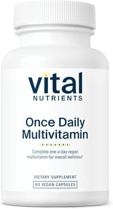 Vital Nutrients Once Daily Multivitamin bottle label highlighting allergen-free formula