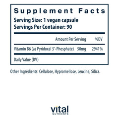 Vital Nutrients P5P capsules closeup shows small, easy-to-swallow tablets