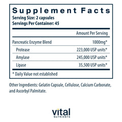 Vital Nutrients Pancreatic Enzymes capsule close-up for full-strength digestion