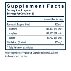 Vital Nutrients Pancreatin & Ox Bile Extract capsules closeup highlighting enzyme blend for digestion
