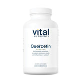 Vital Nutrients Quercetin bottle closeup highlighting vegan formula for immune support.