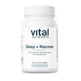 Vital Nutrients Sleep + Recover bottle front showcases vegan sleep support in clean packaging