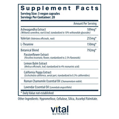 Vital Nutrients Tension Ease ingredient blend with lemon balm and herbs supports calm resilience