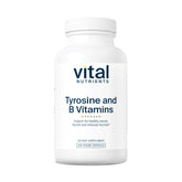 Vital Nutrients Tyrosine and B Vitamins bottle front highlighting energy support and focus.