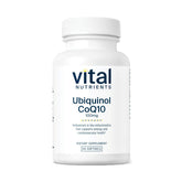 Vital Nutrients Ubiquinol CoQ10 bottle label highlighting activated CoQ10 for heart support.