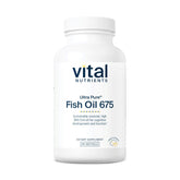 Vital Nutrients Ultra Pure Fish Oil 675 bottle on counter for daily omega-3 intake.
