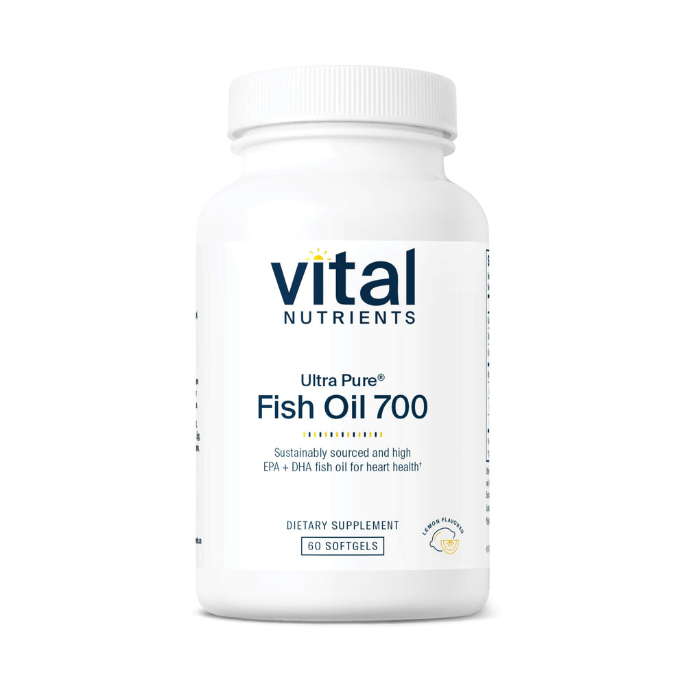 Vital Nutrients Ultra Pure Fish Oil 700 bottle with lemon flavor for easy daily omega-3 intake