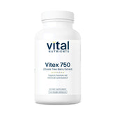 Vital Nutrients Vitex 750 bottle pouring to show a 750 mg dose for cycle support