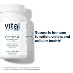 Vital Nutrients Vitamin A label close-up highlighting high-dose RAE