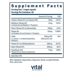 Capsules close-up highlighting vegan energy metabolism support in Vital Nutrients B6 + B Complex