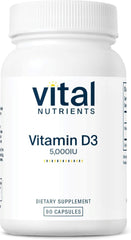 Vital Nutrients Vitamin D 5000 IU bottle supports bone and immune health.