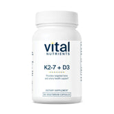 Vital Nutrients Vitamin D3 K2 bottle with capsules shows bone-supporting supplement