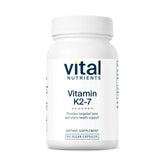 Vital Nutrients Vitamin K2-7 bottle front shows vegan calcium support for bones.