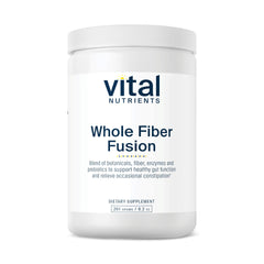 Vital Nutrients Whole Fiber Fusion powder jar closeup showing natural fiber blend for daily digestion support
