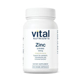 Vital Nutrients Zinc Citrate 30mg bottle with capsules for immune support.