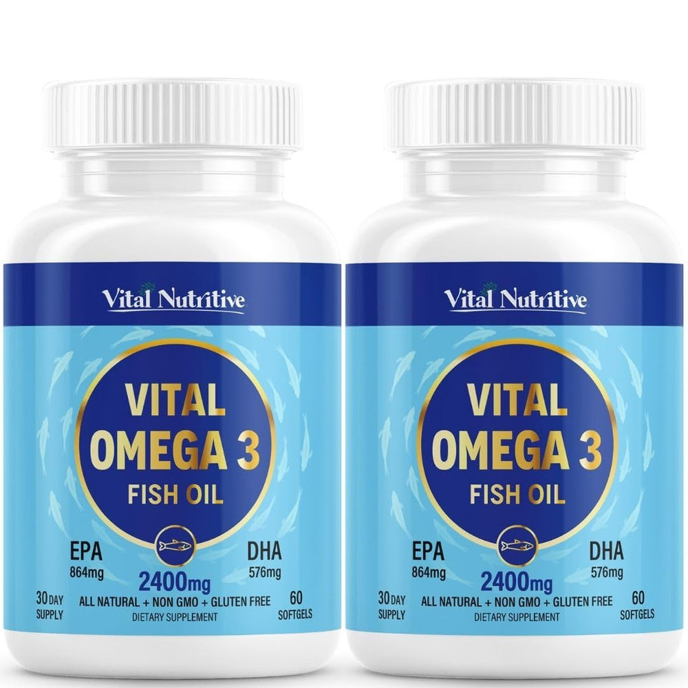 Vital Nutritive lemon softgels bottle for easy daily omega-3 intake.