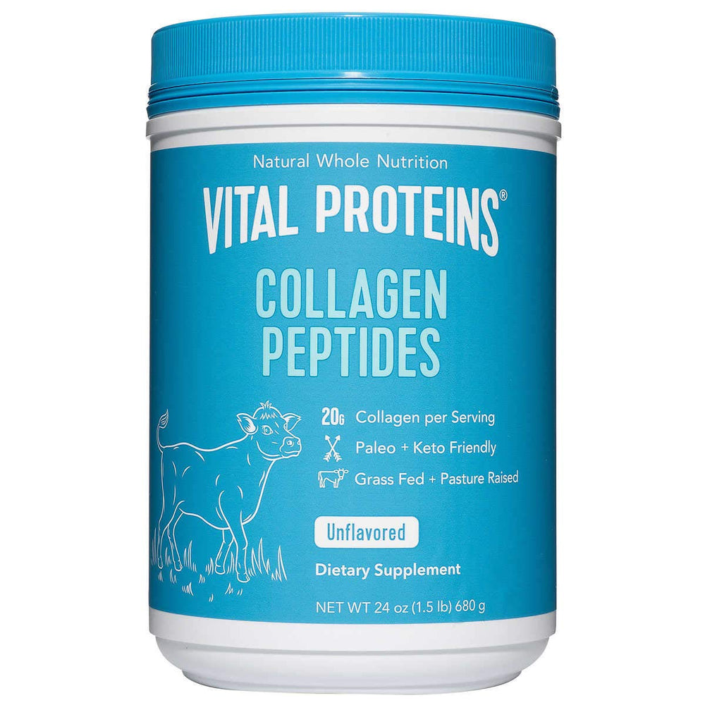 Vital Proteins Collagen Peptides bottle front, grass-fed formula for daily use.