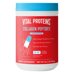 Vital Proteins Ice Pop collagen powder tub with bright, fruity flavor for daily use.