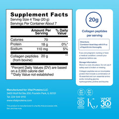 Vital Proteins collagen peptides shown with smoothie, convenient daily addition.