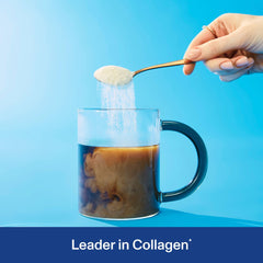 Vital Proteins collagen peptides pouring into coffee for daily wellness.