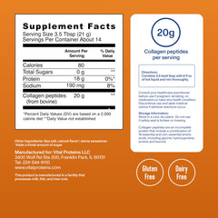 Vital Proteins Salted Caramel Collagen Peptides scoop measuring a convenient serving