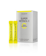 VITALBEAUTIE Super RetinolC powder box showing ready-to-use skincare support for radiance and even tone.