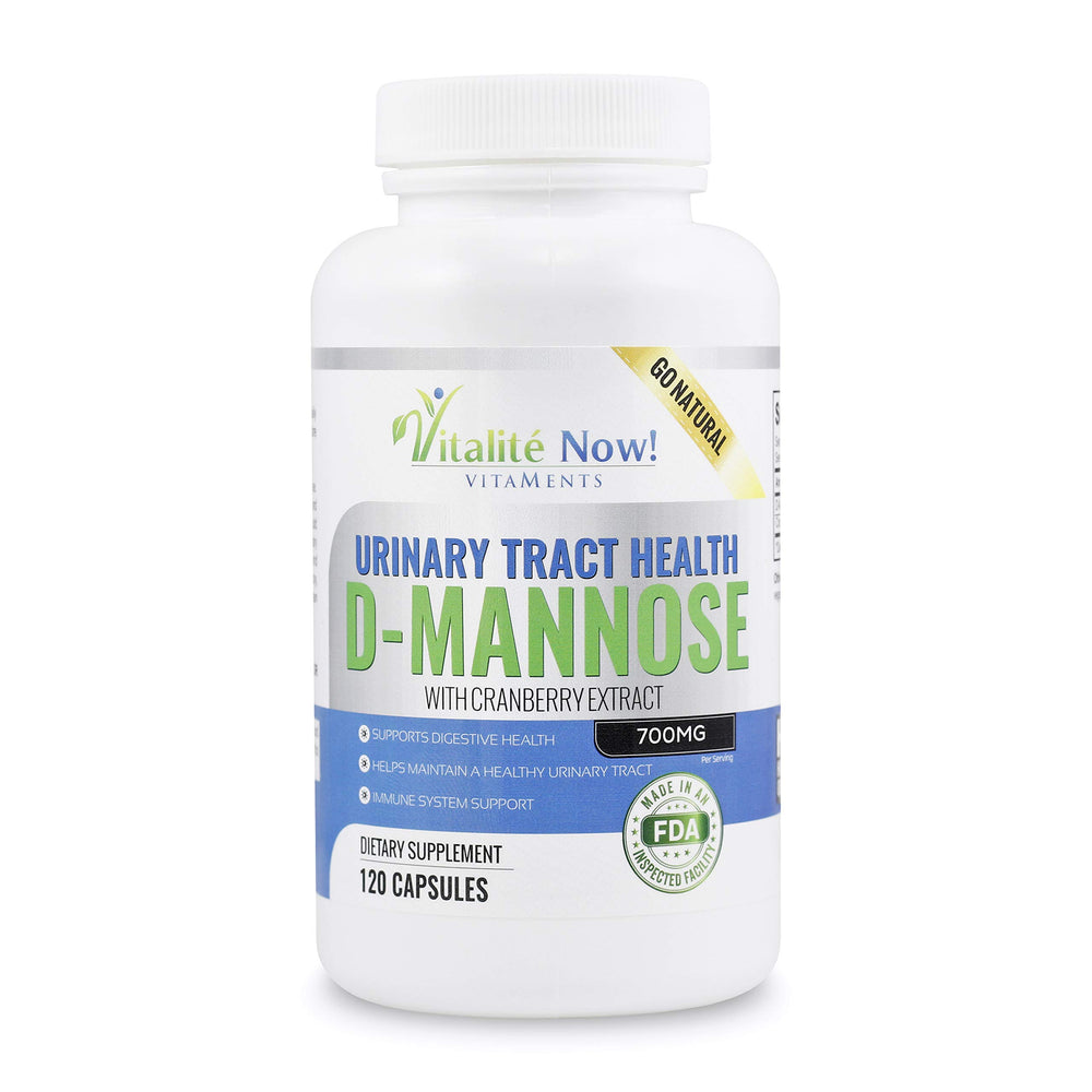 Vitalité Now high strength D-Mannose Cranberry bottle front for daily urinary support