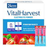 VitalHarvest 24 Sticks electrolytes strawberry flavor for fast hydration on the go
