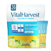 VitalHarvest 36-sticks packaging with lemon-lime flavor for on-the-go hydration