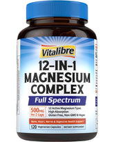 Vitalibre 12-in-1 Magnesium Complex bottle pour for easy daily dosing.