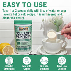 Vitalibre Collagen Powder dissolves smoothly in water for a sugar-free sip.