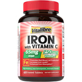 Vitalibre Iron 65mg carbonyl iron bottle illustrating gentle absorption.