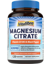 Vitalibre Magnesium Citrate bottle pour showing convenient daily dosing