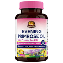 Vitalitown Evening Primrose Oil bottle closeup highlighting high-potency softgels.