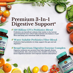 Vitalitown probiotic capsules with digestive enzymes for easier digestion.