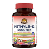 Vitalitown Vitamin B12 methylcobalamin 5000 mcg fast-dissolve tablets for energy support.