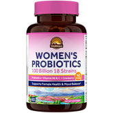 Vitalitown Women’s Probiotics bottle front shows 100B CFU blend for gut and urinary support