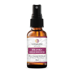 Vitality Frank+ Helichrysum spray bottle ready for daily aromatherapy and skin soothing.